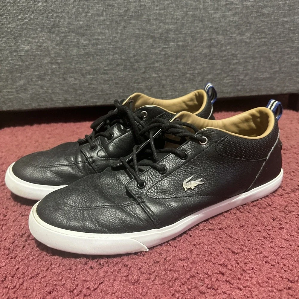 Lacoste Bayliss 119 1 U Men's Black Leather Lace-Up Sneakers US 11.5 EU 45